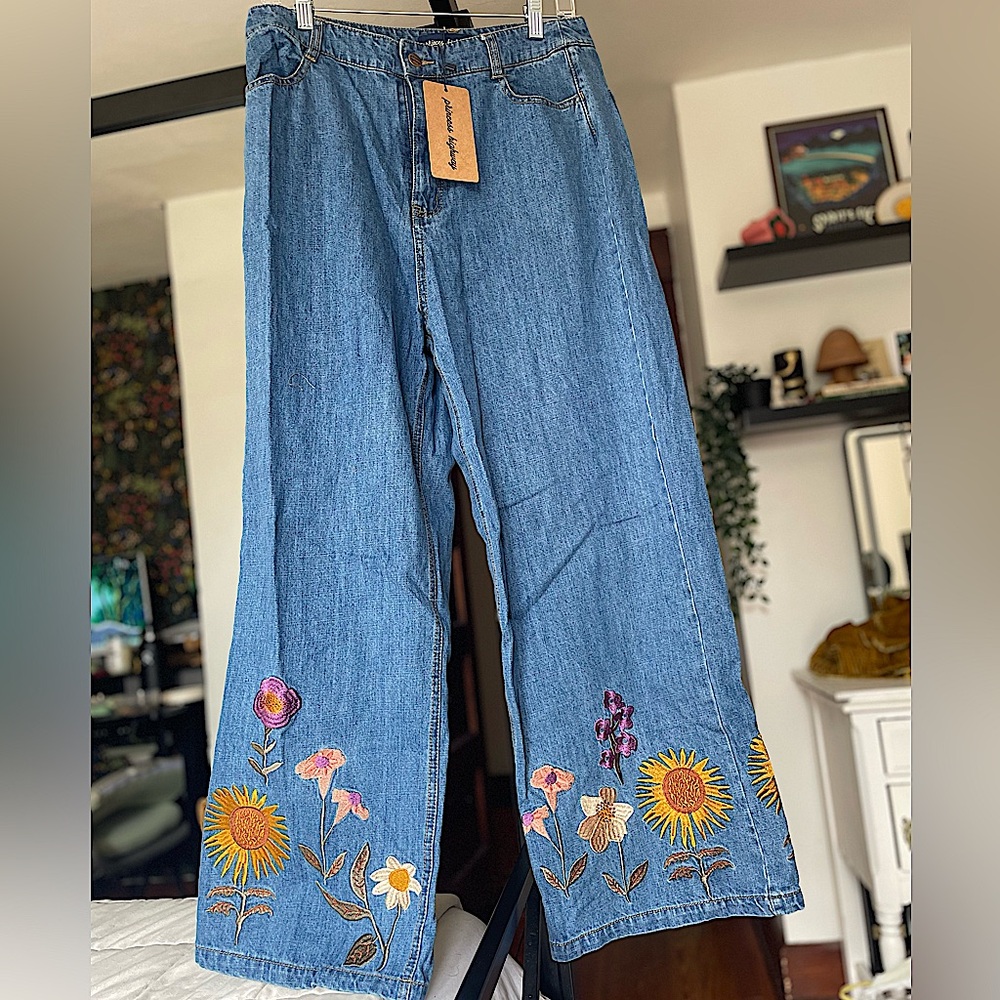 🌻 Princess Highway Embroidered Floral Jeans 🌻 Cottagecore 🌻 US 8 • AU 12 🌻